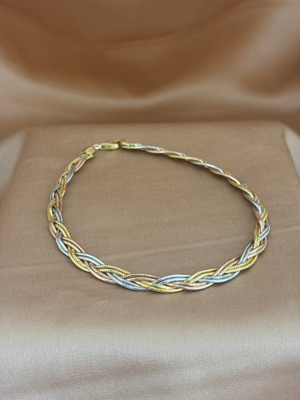 Tri-Tone Braided Twist Anklet
