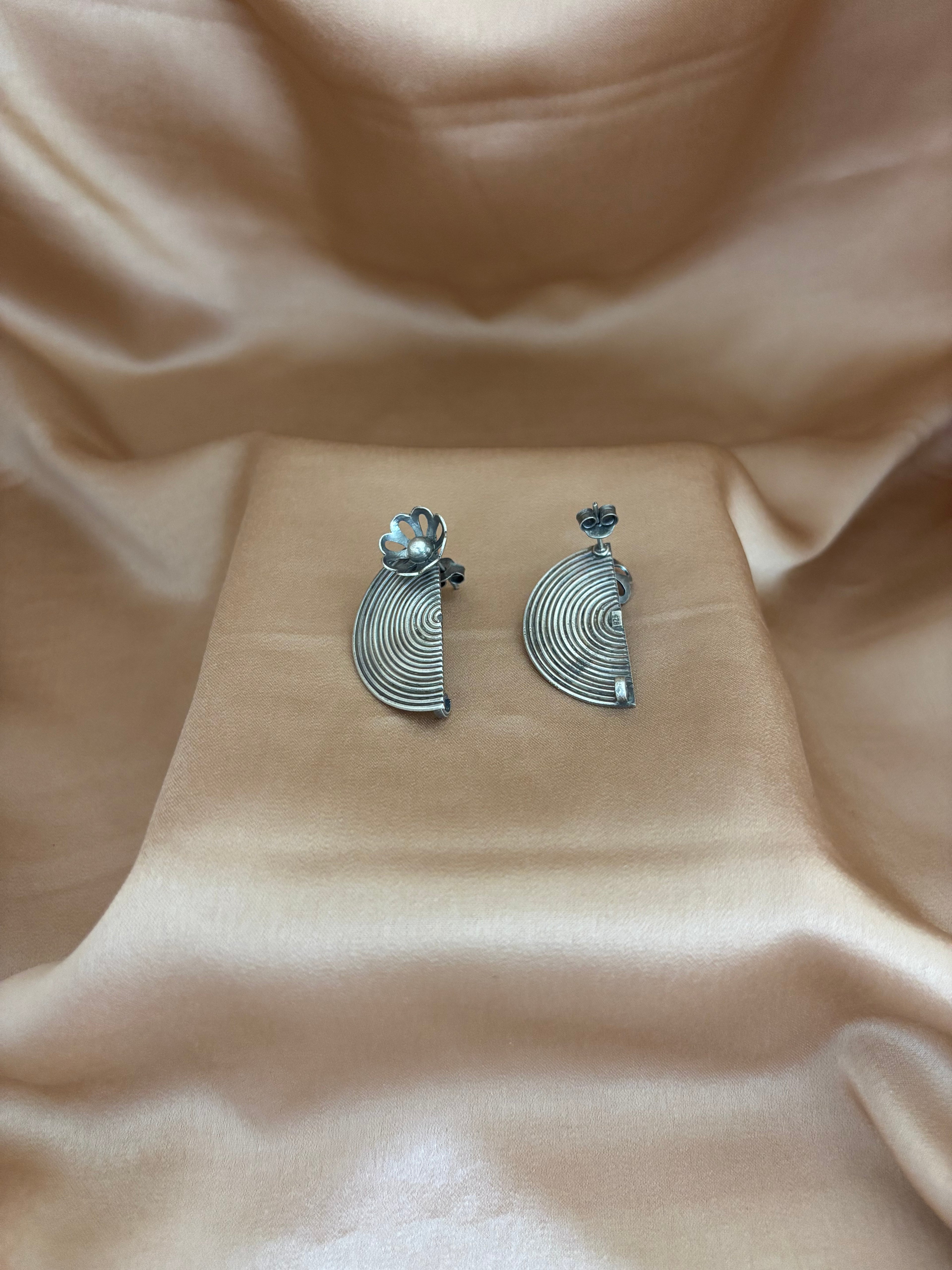 Contemporary Half-Moon Spiral Studs