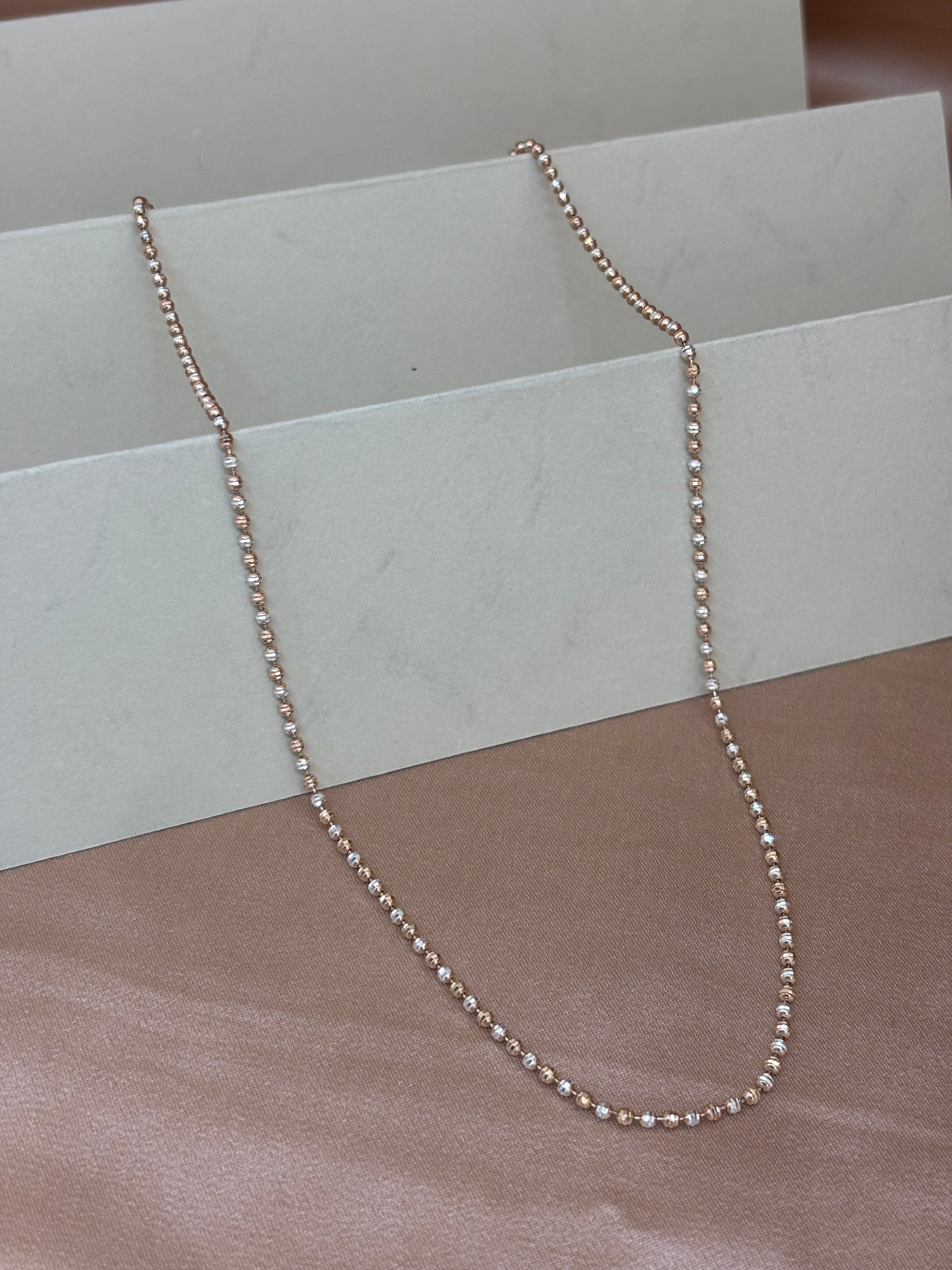 Rose Gold and Silver Textured Moon-Cut Bead Chain