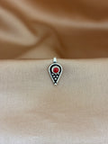 Crimson Teardrop Silver Nose Pin
