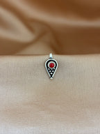 Crimson Teardrop Silver Nose Pin