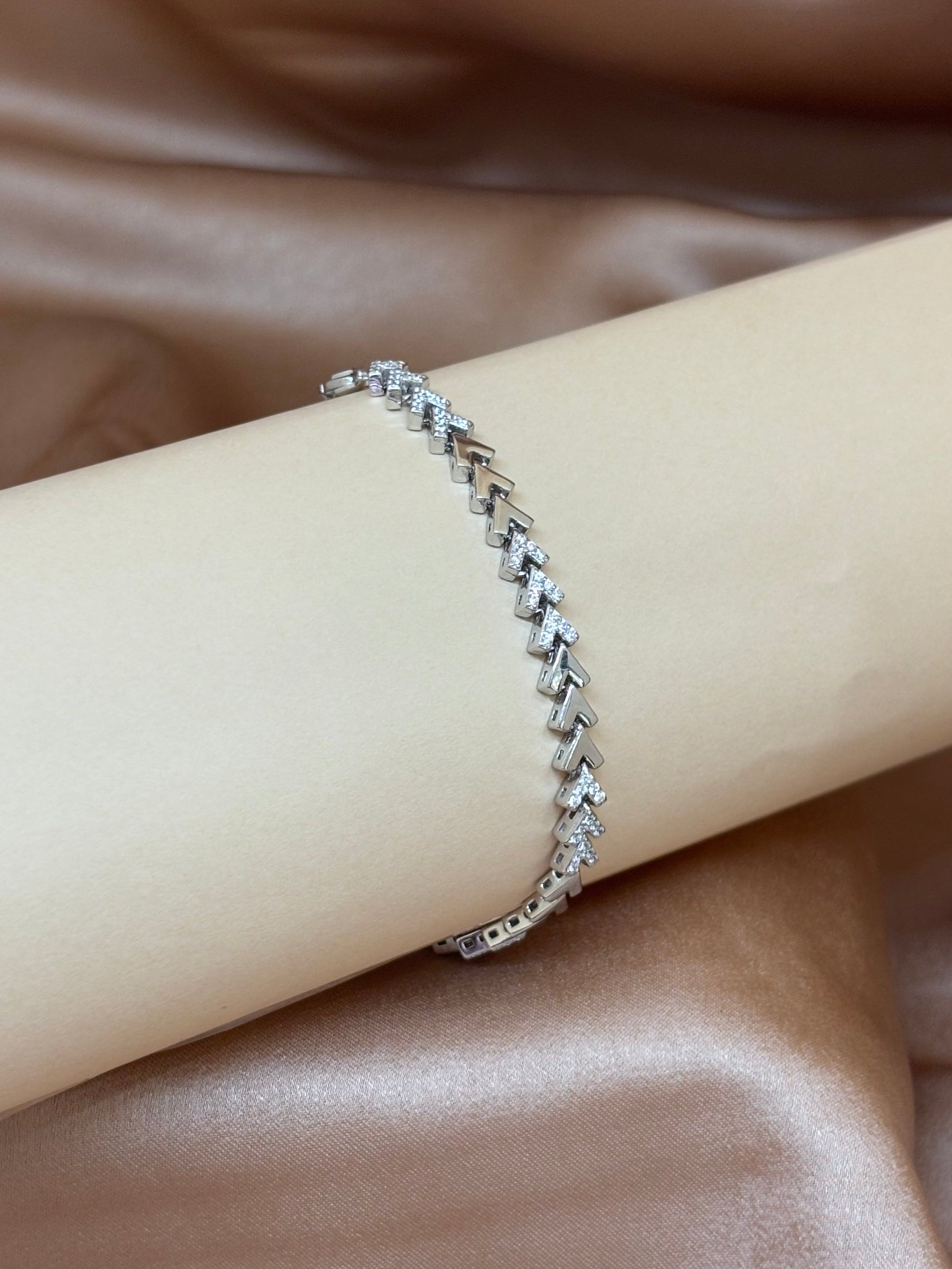 Geometric Chevron Crystal Link Bracelet