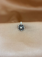 Floral Bloom Oxidized Silver Nose Pin