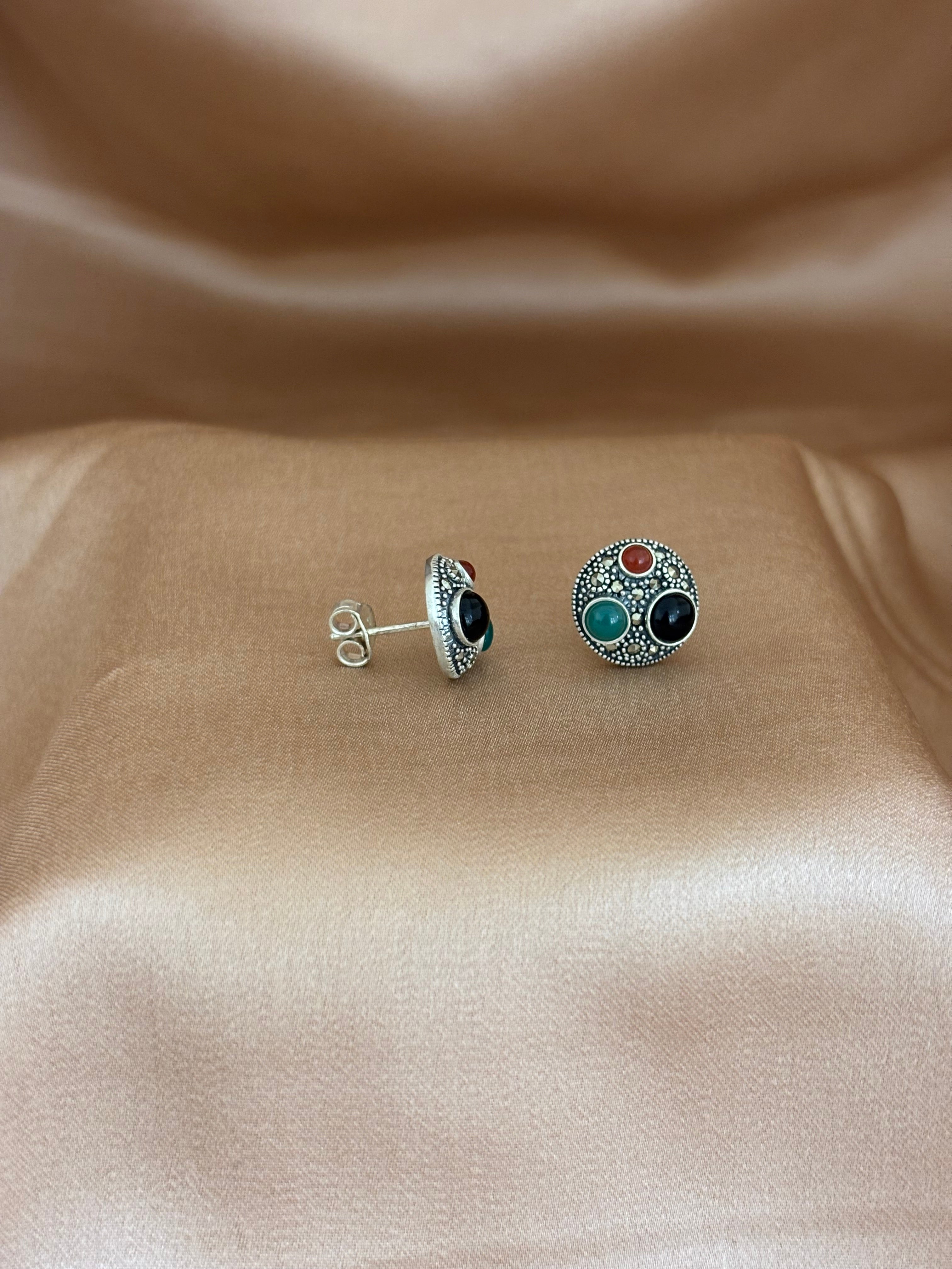 Tricolor Gem Studs