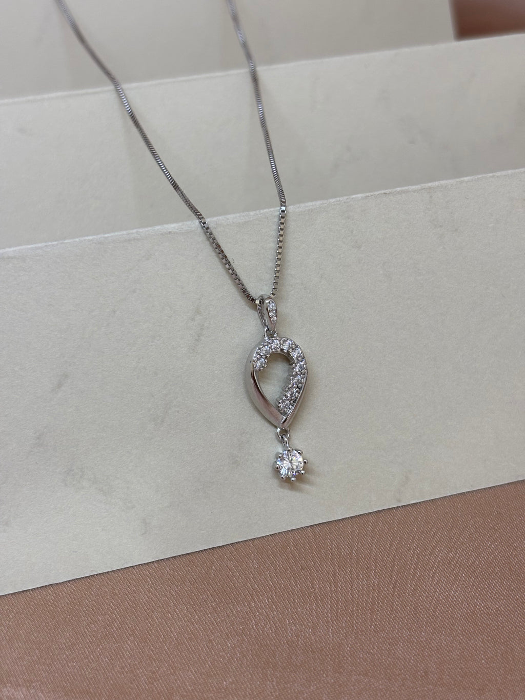 Contemporary Teardrop Crystal Pendant and Drop Earrings Set