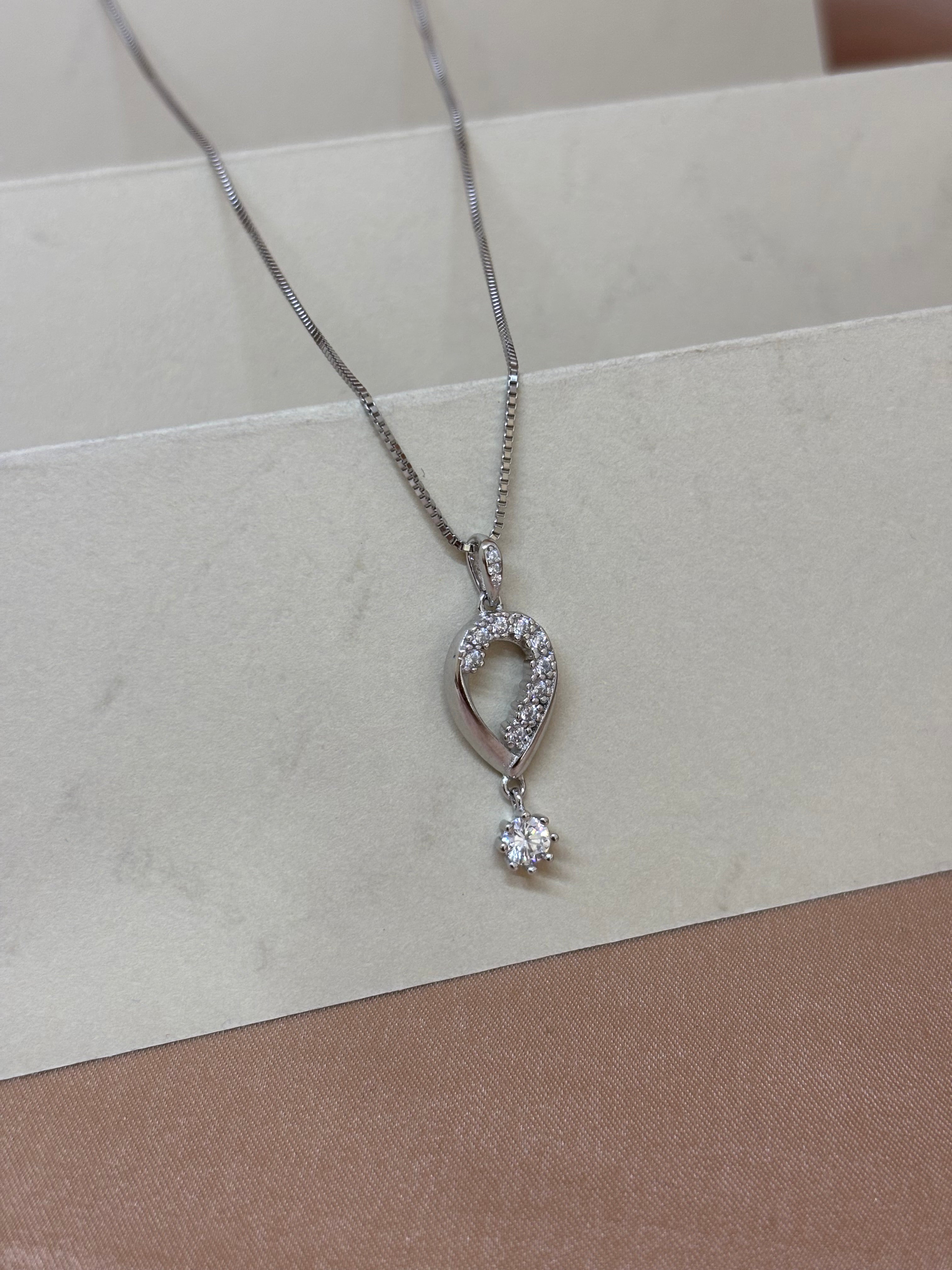 Contemporary Teardrop Crystal Pendant and Drop Earrings Set