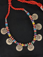 Rainbow Silk & Silver Choker