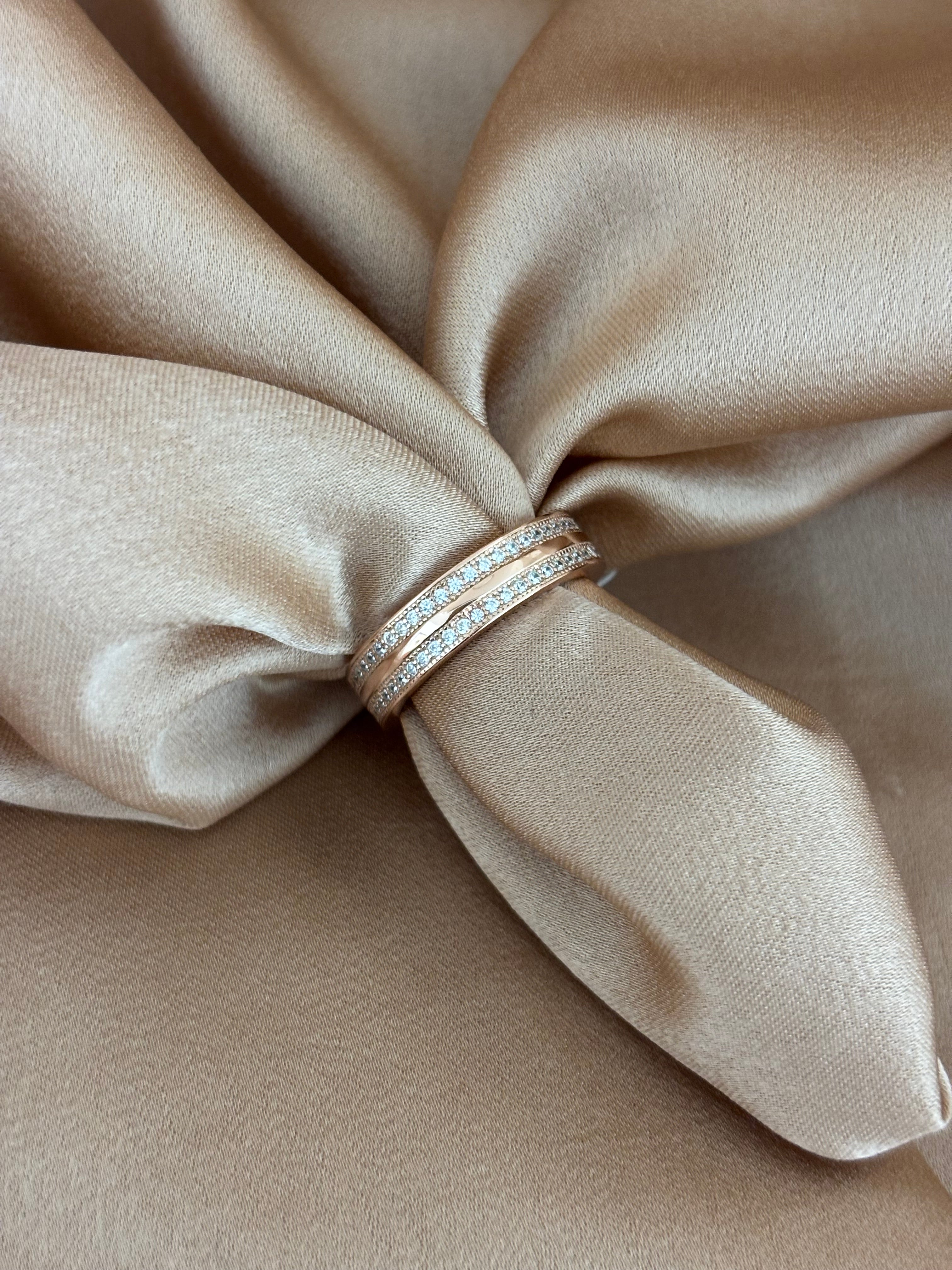 Rose Gold Toned Double Row Pave Band