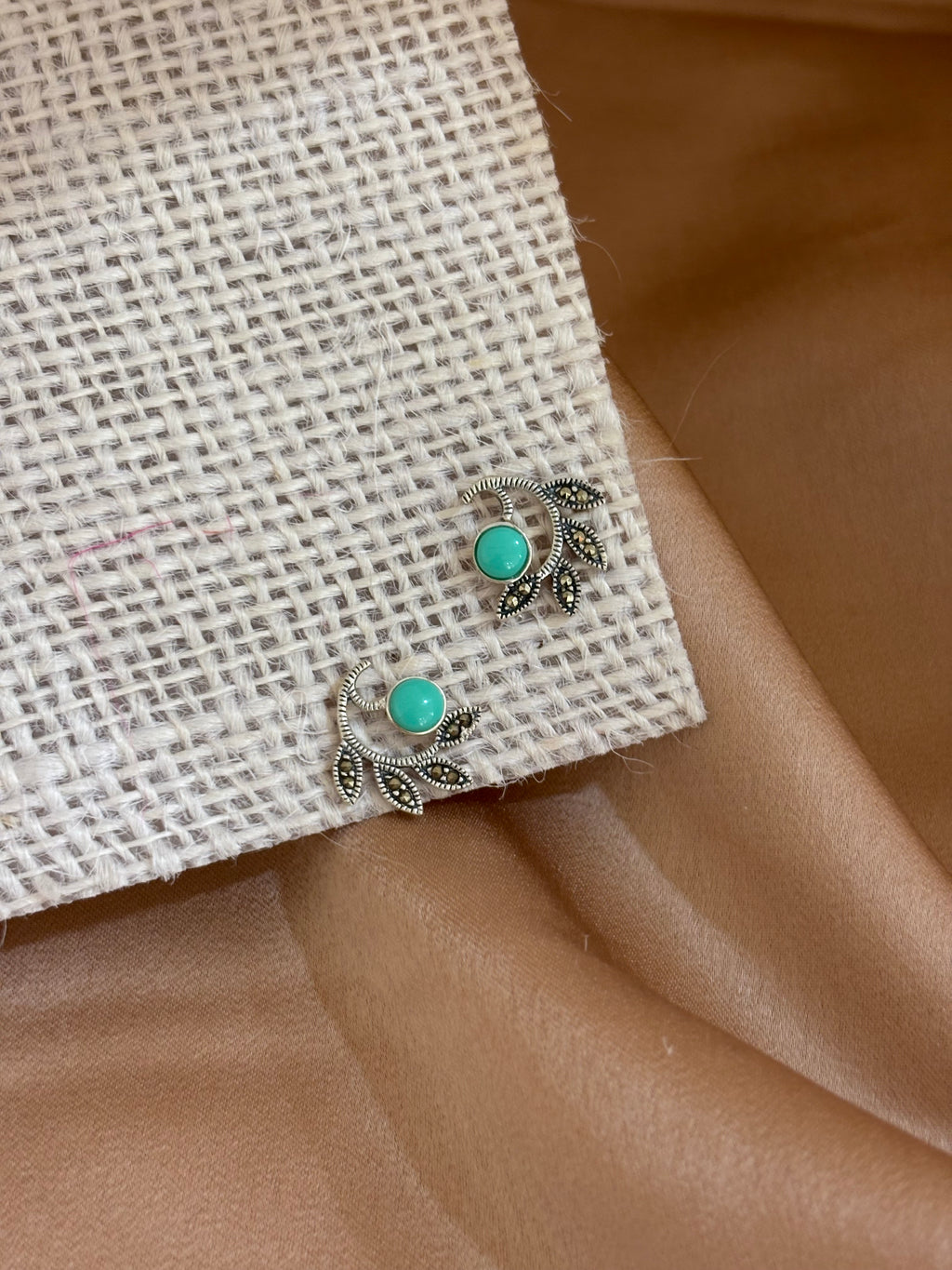 Turquoise Swirl Marcasite Studs