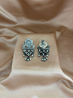 Antique Silver Star & Floral Jhumkas