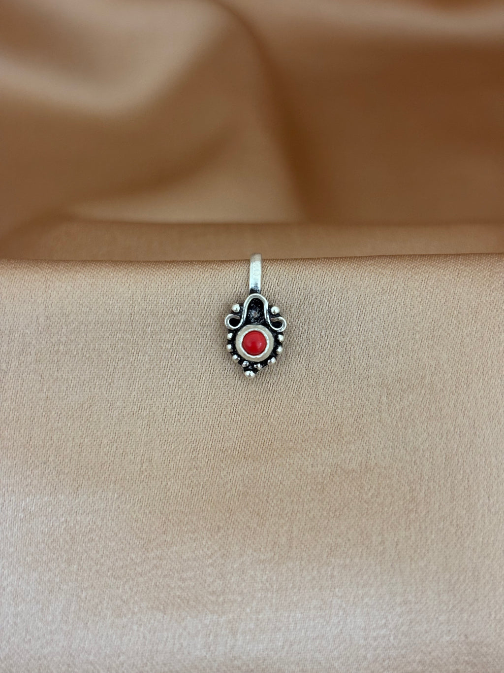 Red Coral Bloom Clip-On Nose Pin