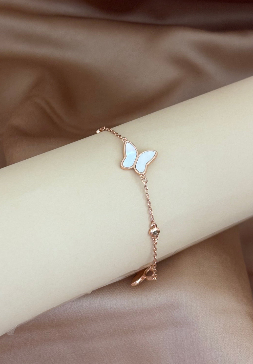 Dainty Rose Gold Butterfly Bracelet