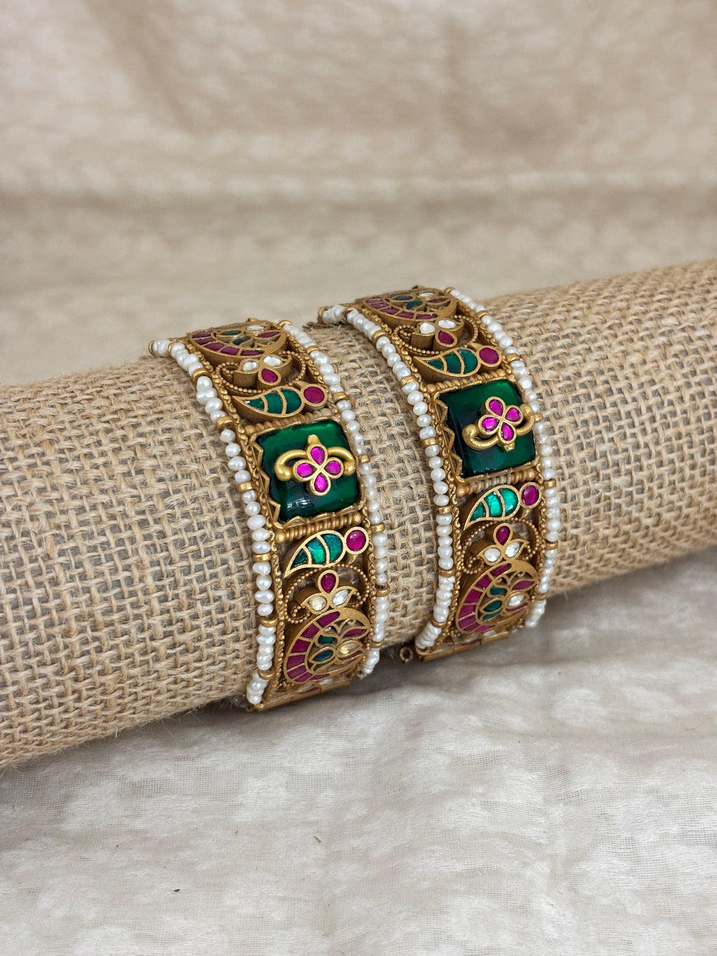 Emerald Green Square Motif Heritage Kada