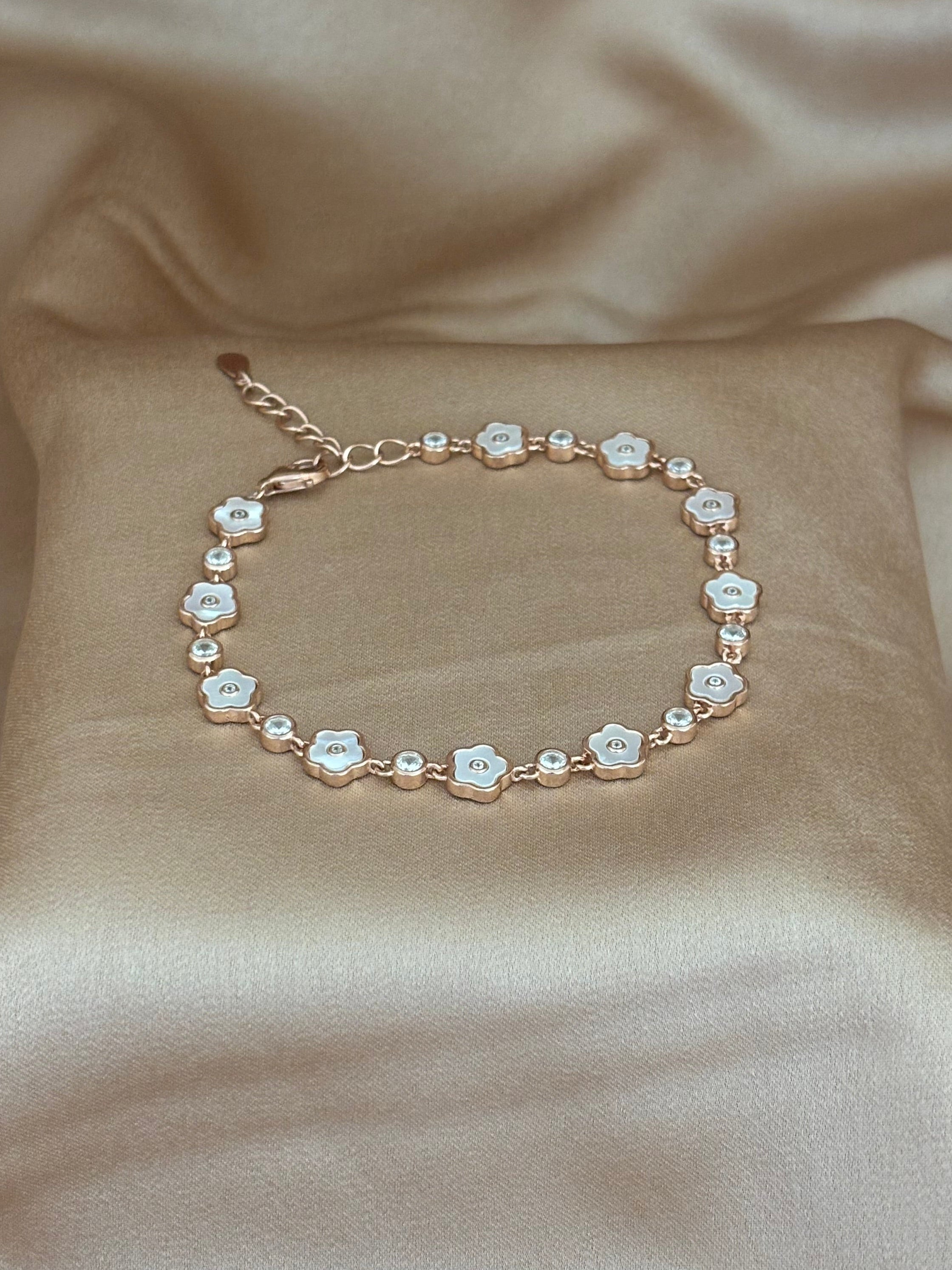 Rose Gold Mother-of-Pearl Flower Bracelet