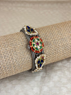 Floral Enamel & Coral Border Kada