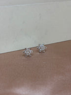 Silver-Toned Floral Crystal Pendant and Stud Earrings Set