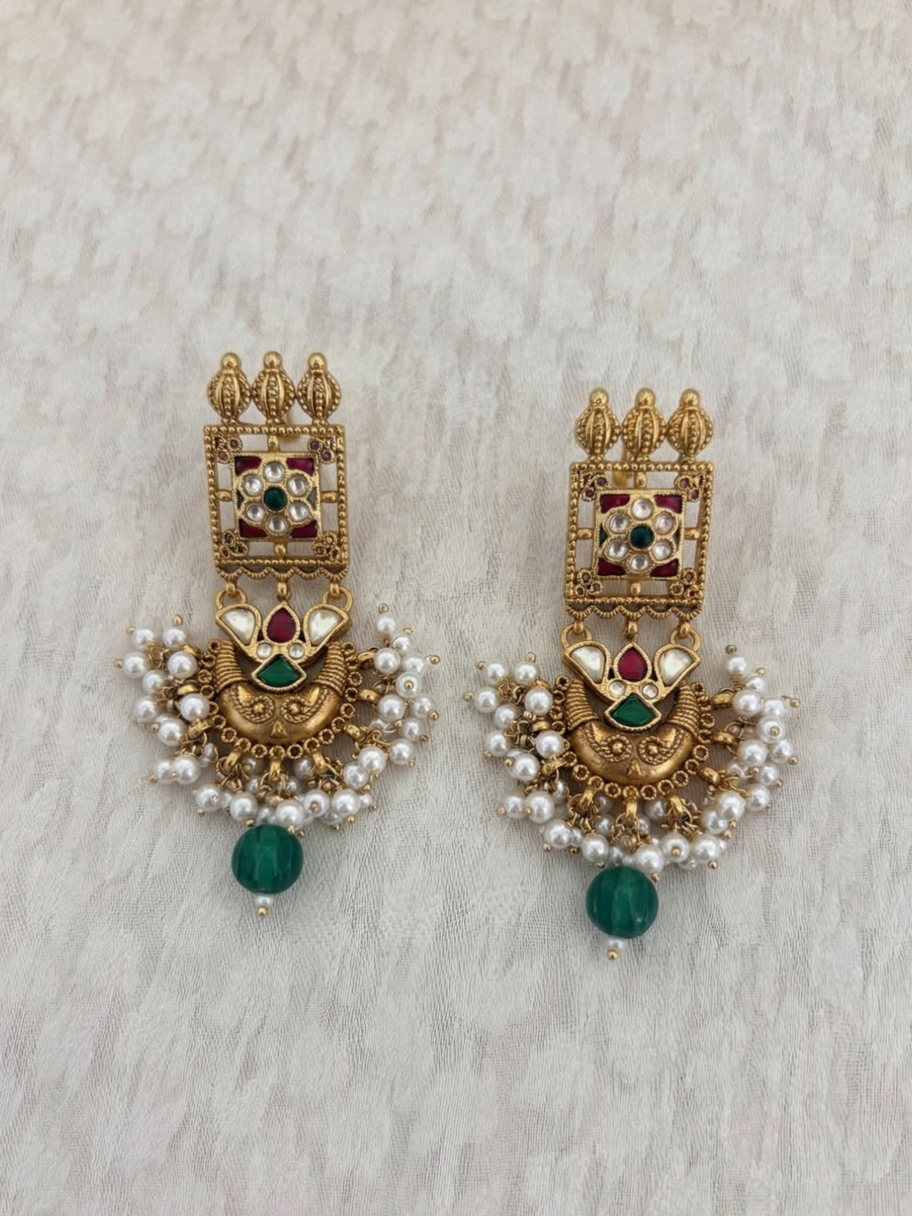 Square Jharokha Pearl Drops