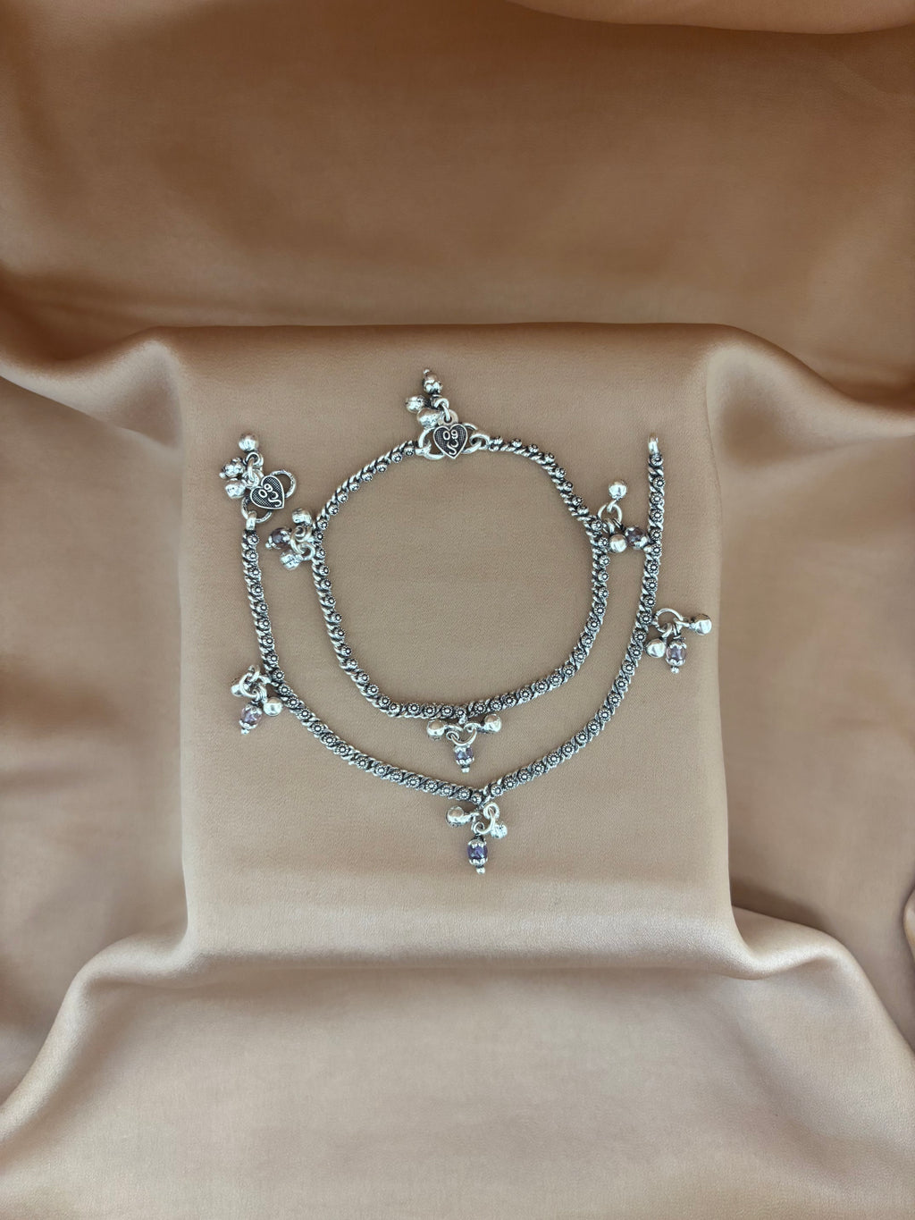 Heirloom Heart Oxidized Silver Payal