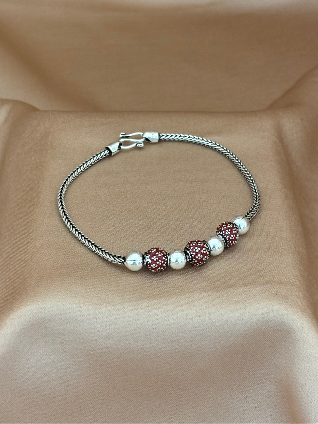 Sparkling Ruby-Red Beaded Bracelet