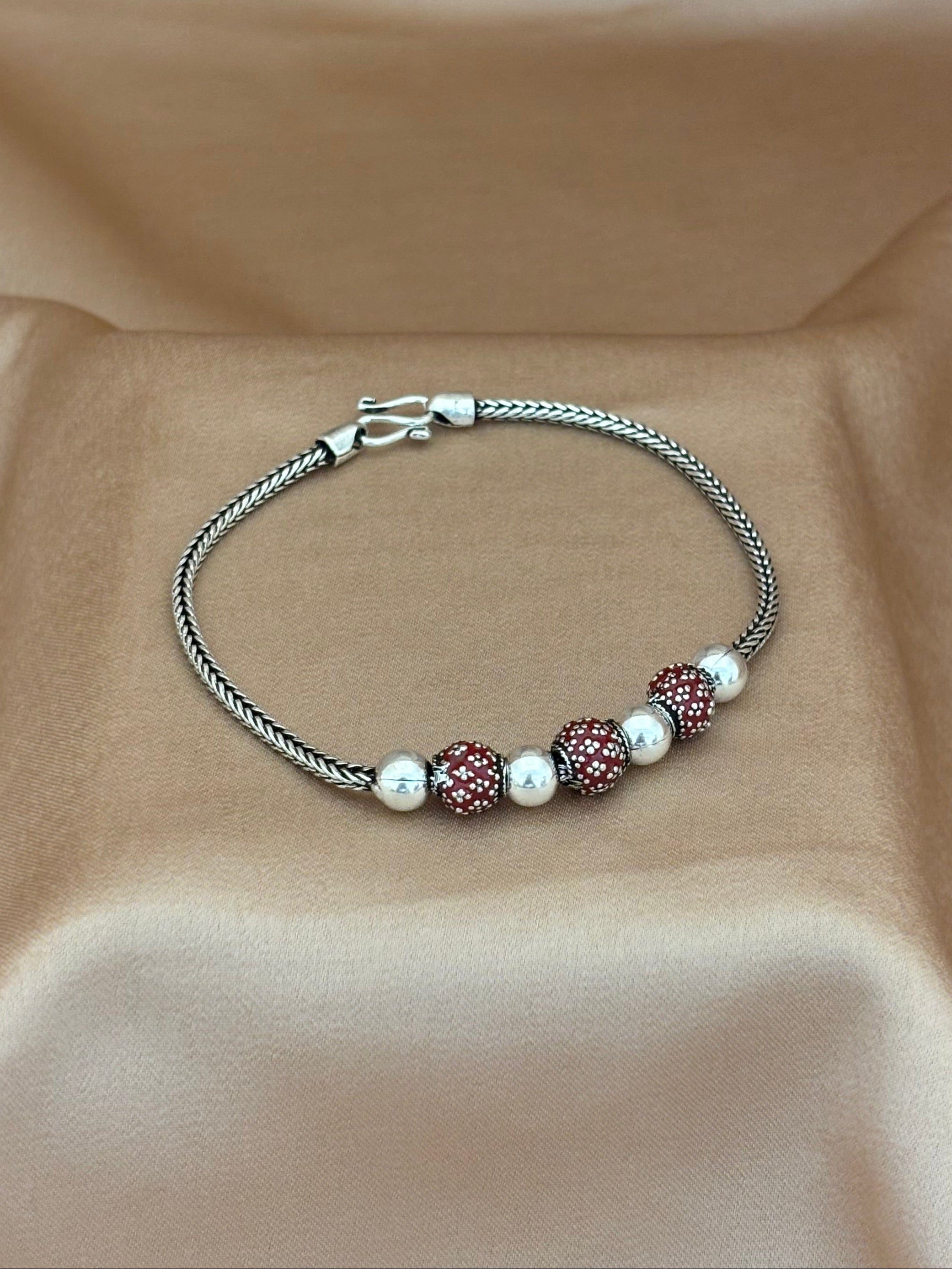 Sparkling Ruby-Red Beaded Bracelet