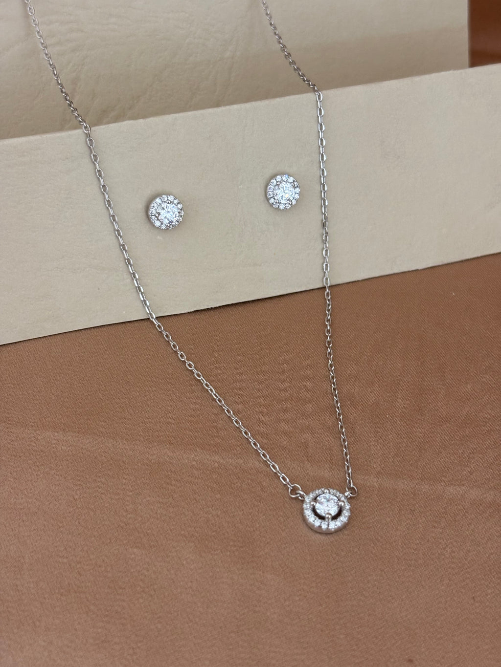 Timeless Brilliant-Cut Solitaire Halo Pendant Set