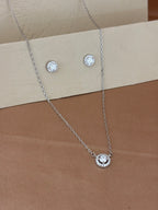 Timeless Brilliant-Cut Solitaire Halo Pendant Set