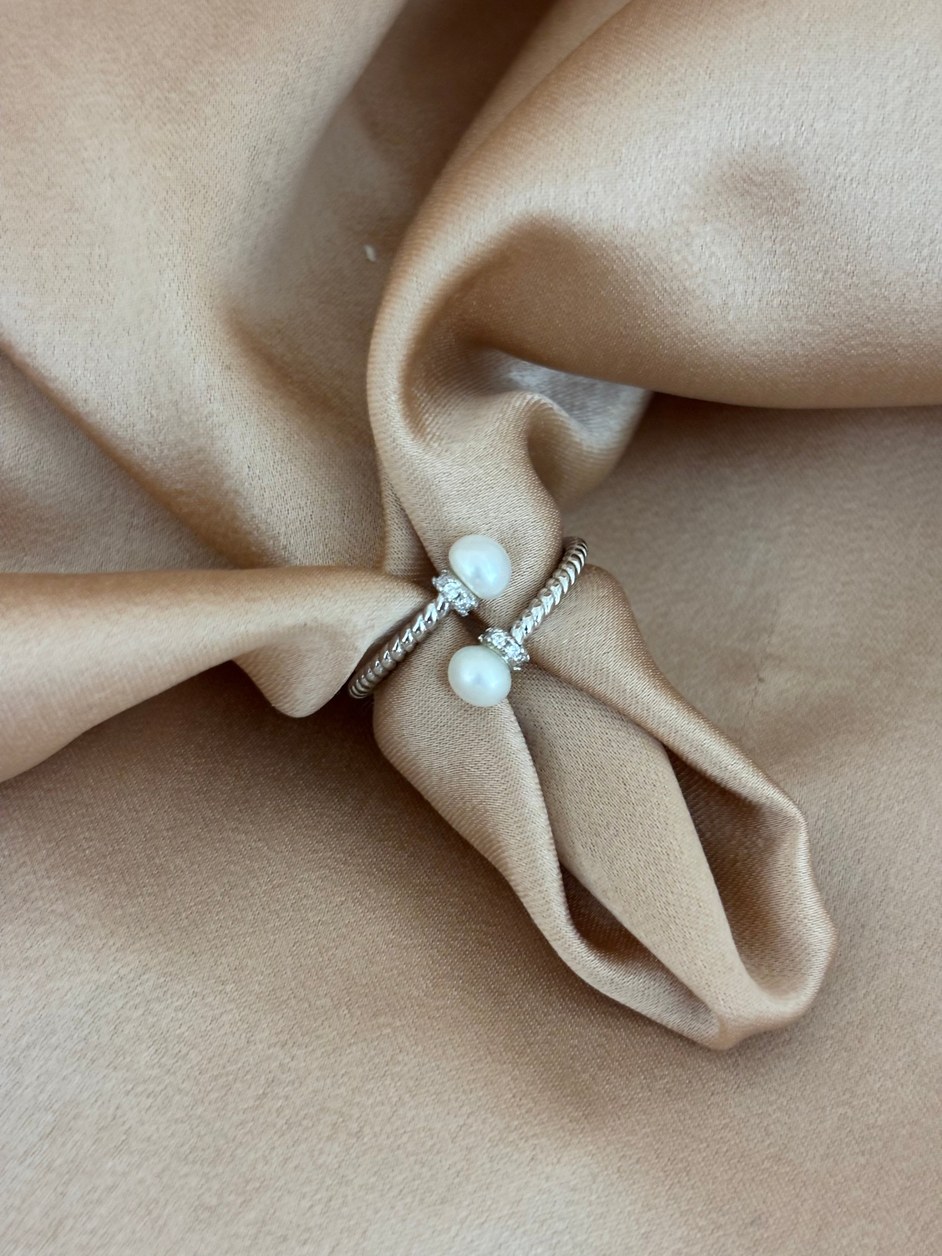 Twin Pearl Open Wrap Ring