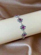 Radiant Garnet Flower Chain Bracelet
