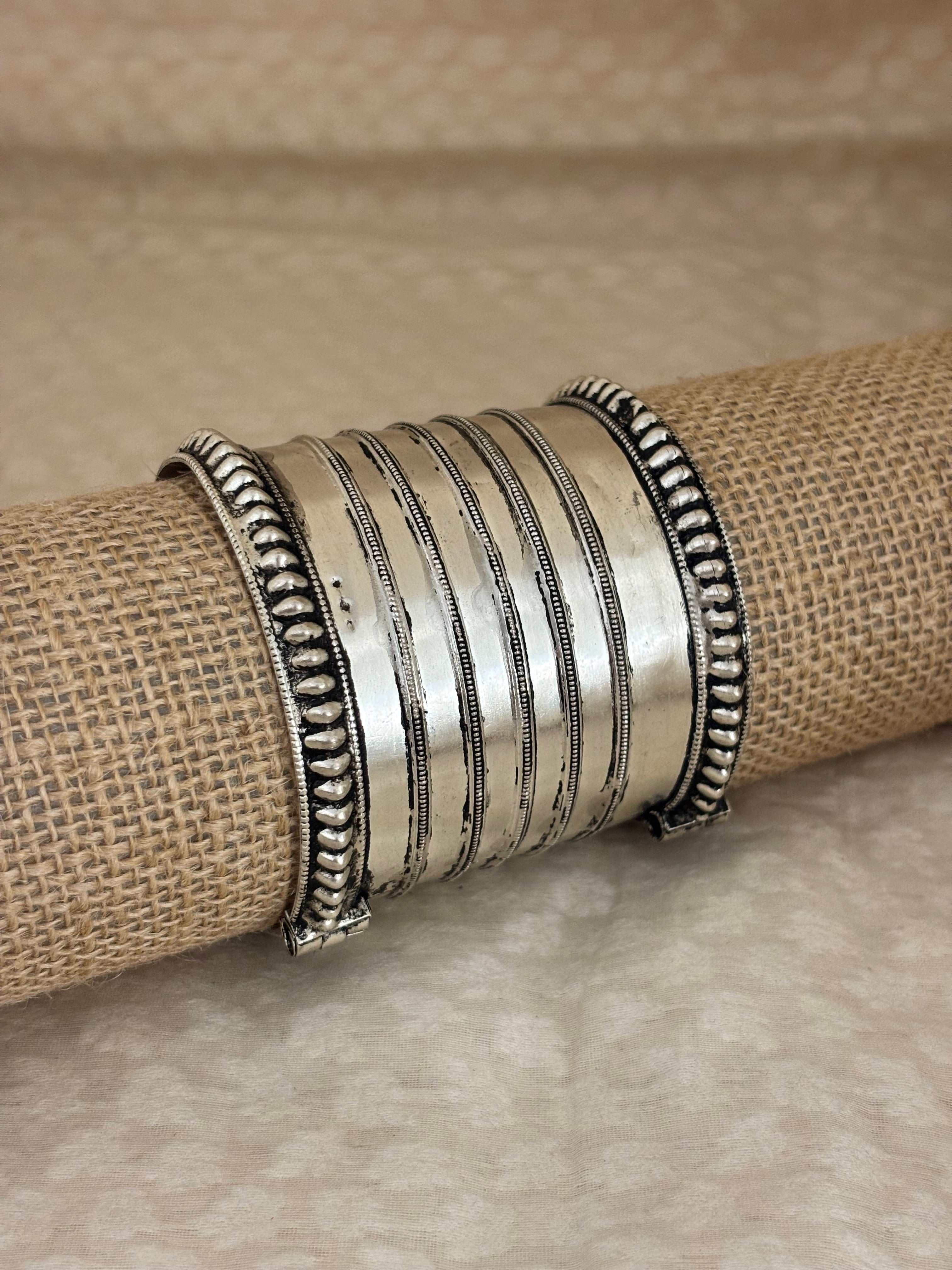 Ornate Broad Tribal Band Kada