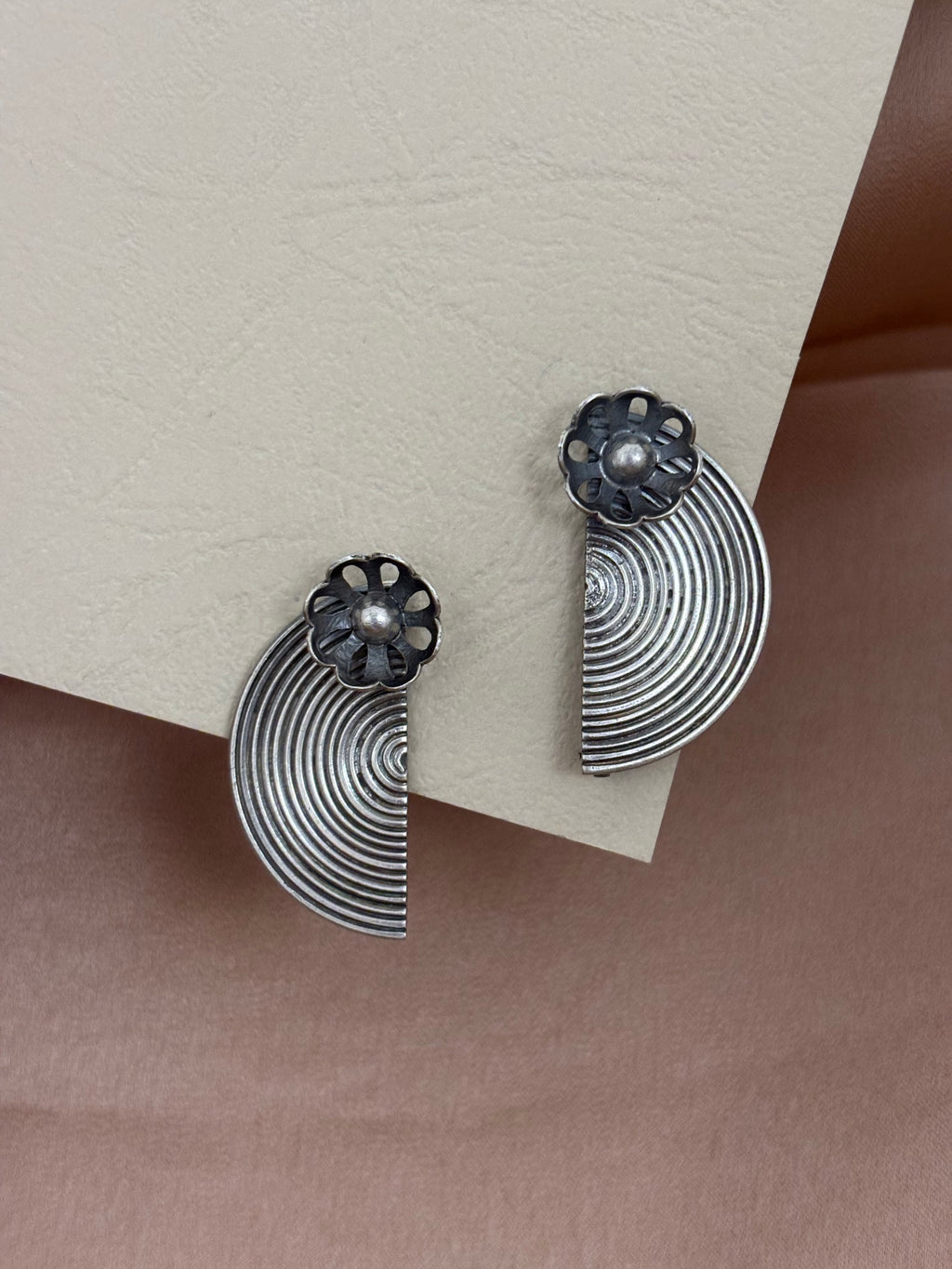 Contemporary Half-Moon Spiral Studs
