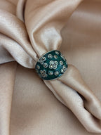 Emerald Enamel Clover Dome Ring