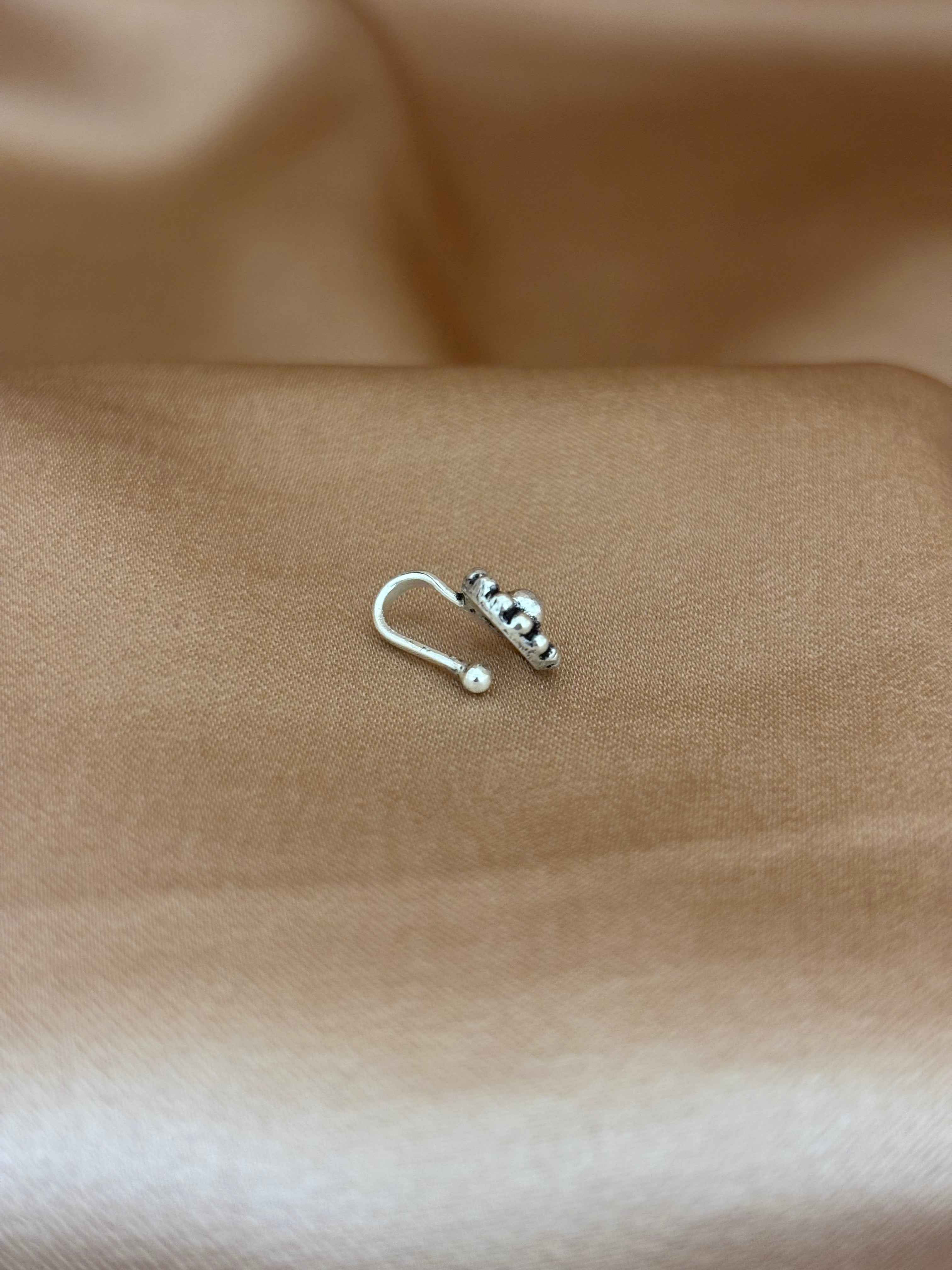 Sun-Ray Mandala Oxidized Silver Nose Pin