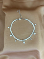 Crystal Heart Charm Tennis Bracelet