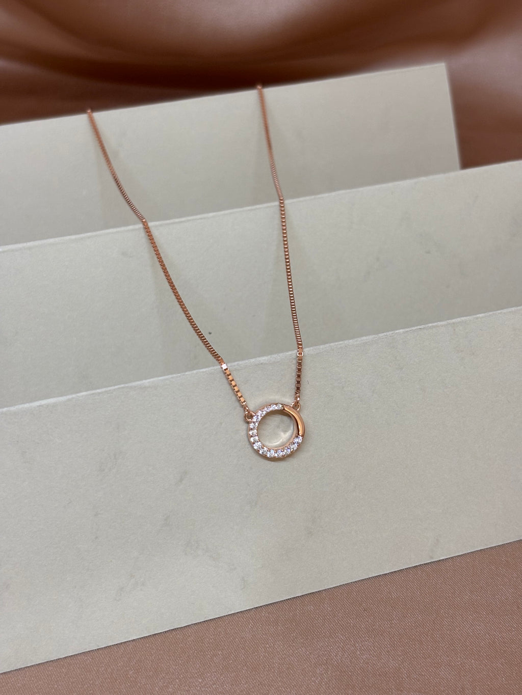 Rose Gold Minimalist Geometric Circle Pendant Set