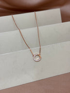 Rose Gold Minimalist Geometric Circle Pendant Set