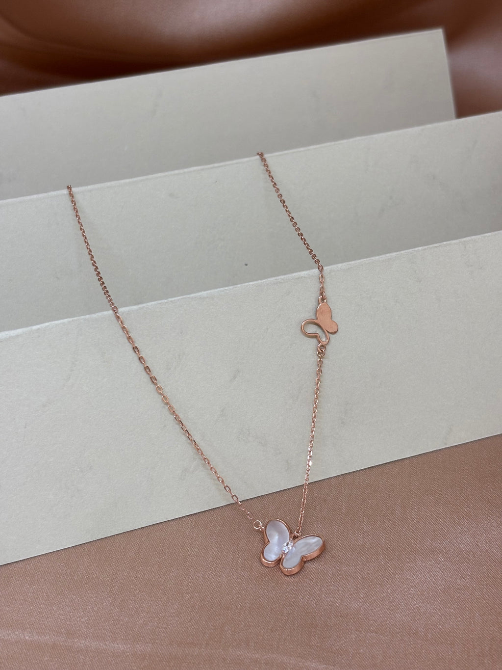 Ethereal Mother of Pearl Butterfly Station Necklace