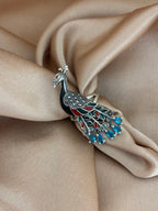 Turquoise Plumage Peacock Enamel Ring