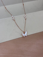 White Enamel Butterfly Wings Pendant and Earrings Set