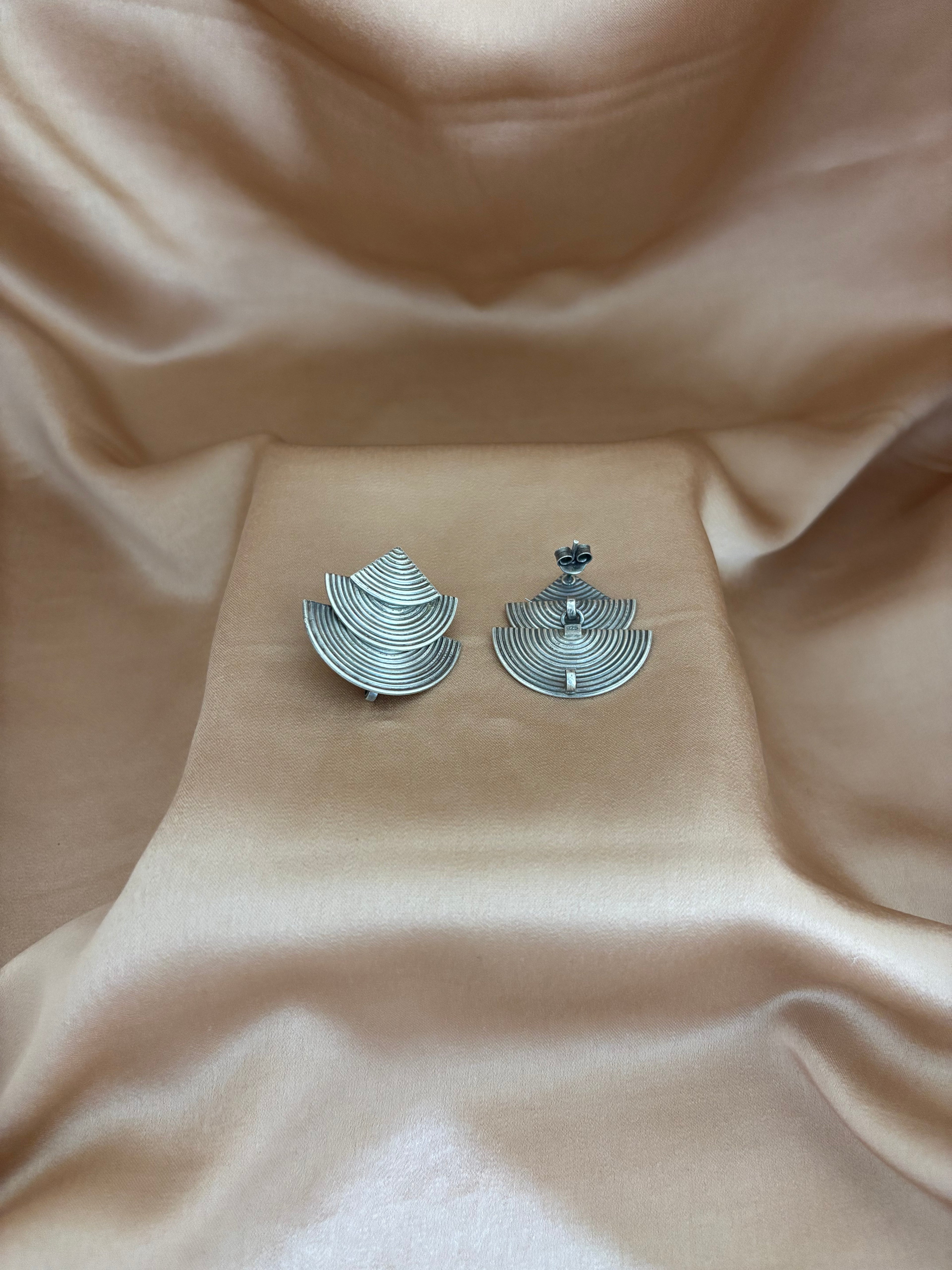 Modern Tiered Half-Circle Earrings