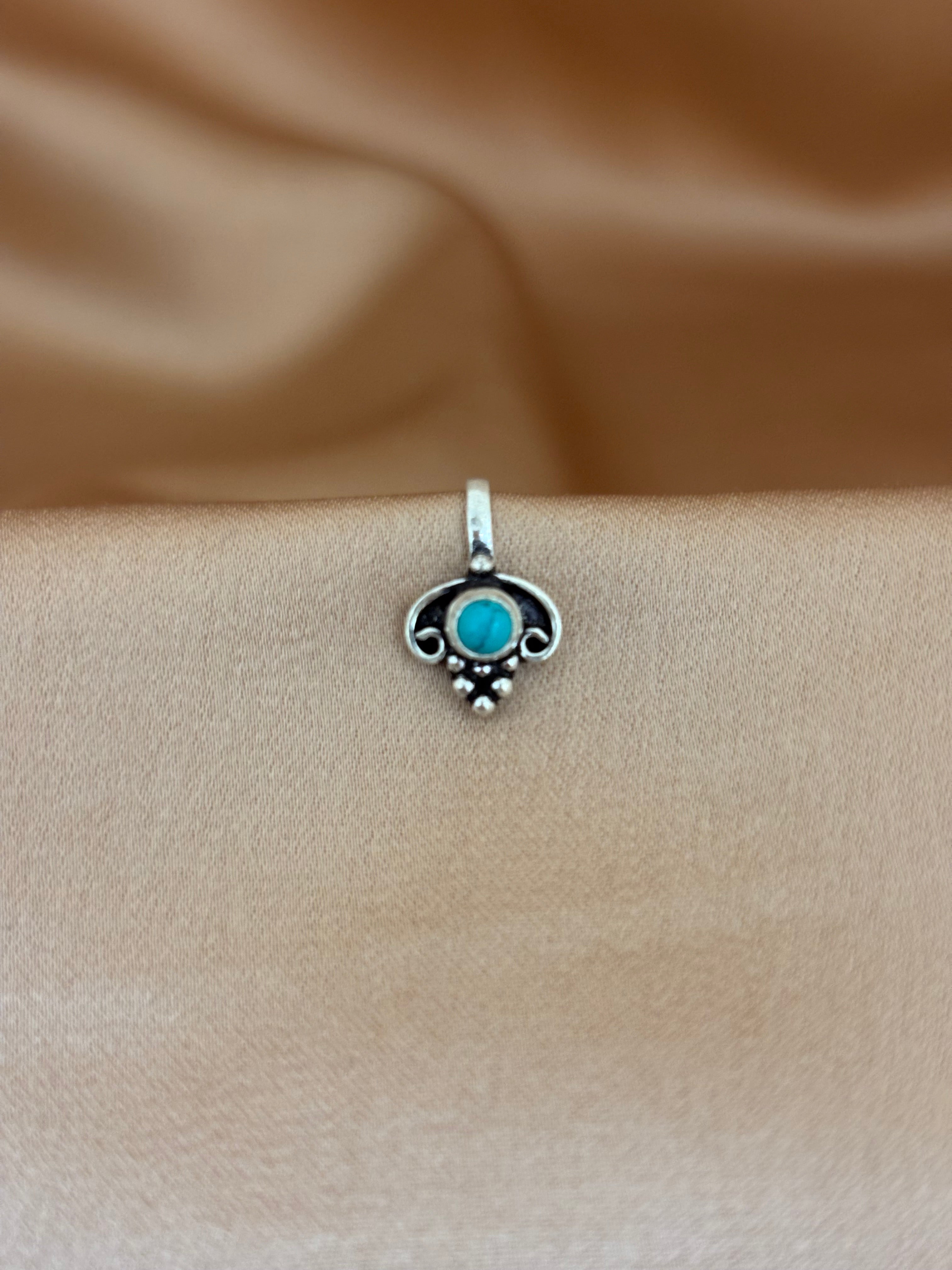 Turquoise Tribal Clip-On Nose Pin