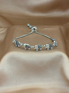 Marching Elephants Silver Slider Bracelet