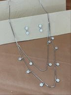 Shimmering Pavé Disc Double Layered Necklace Set