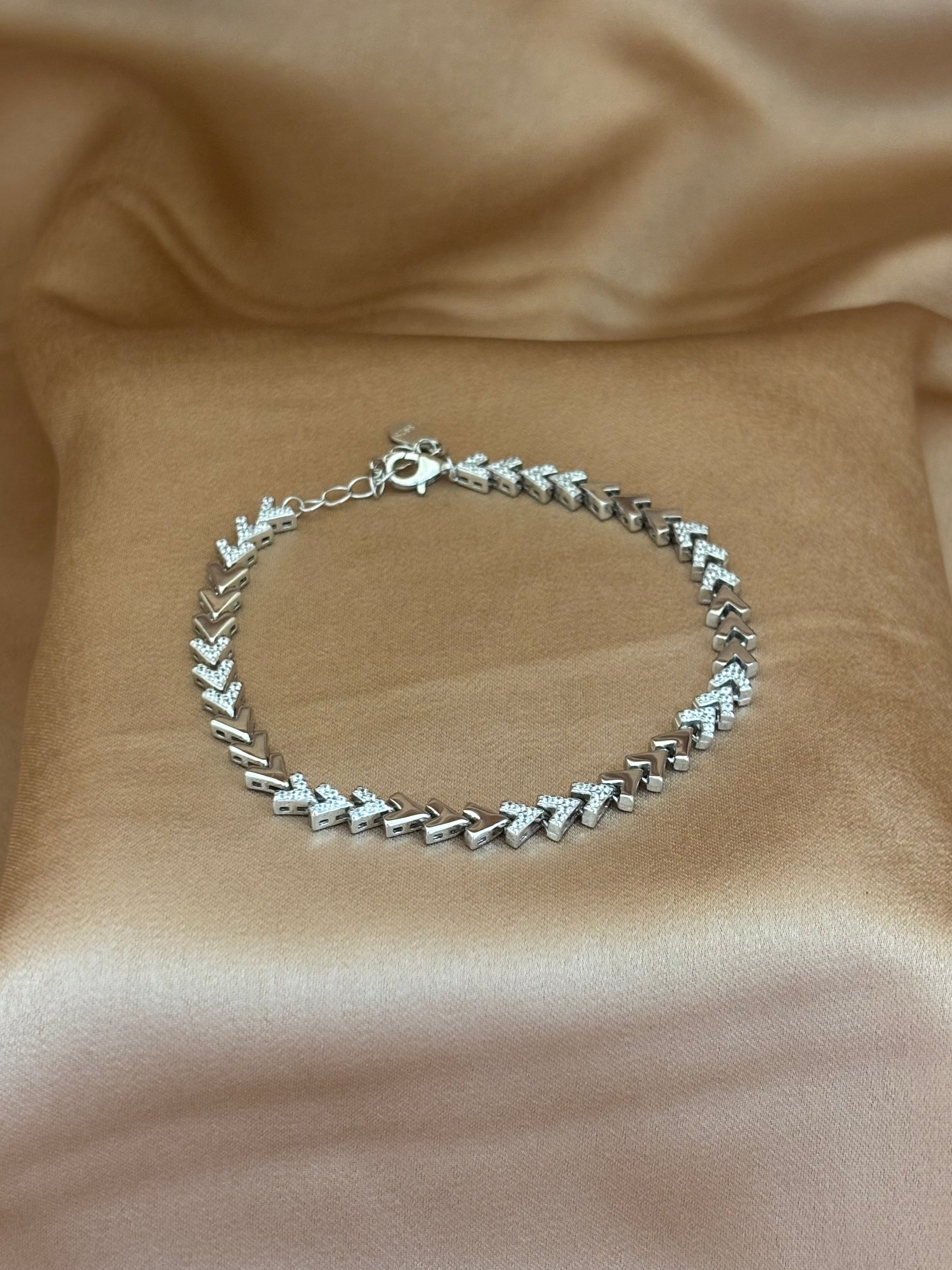 Geometric Chevron Crystal Link Bracelet