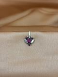 Teardrop Ruby Floral Nose Pin