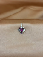 Teardrop Ruby Floral Nose Pin