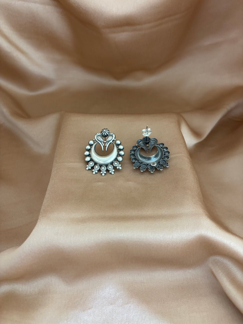 Oxidized Parrot & Crescent Studs