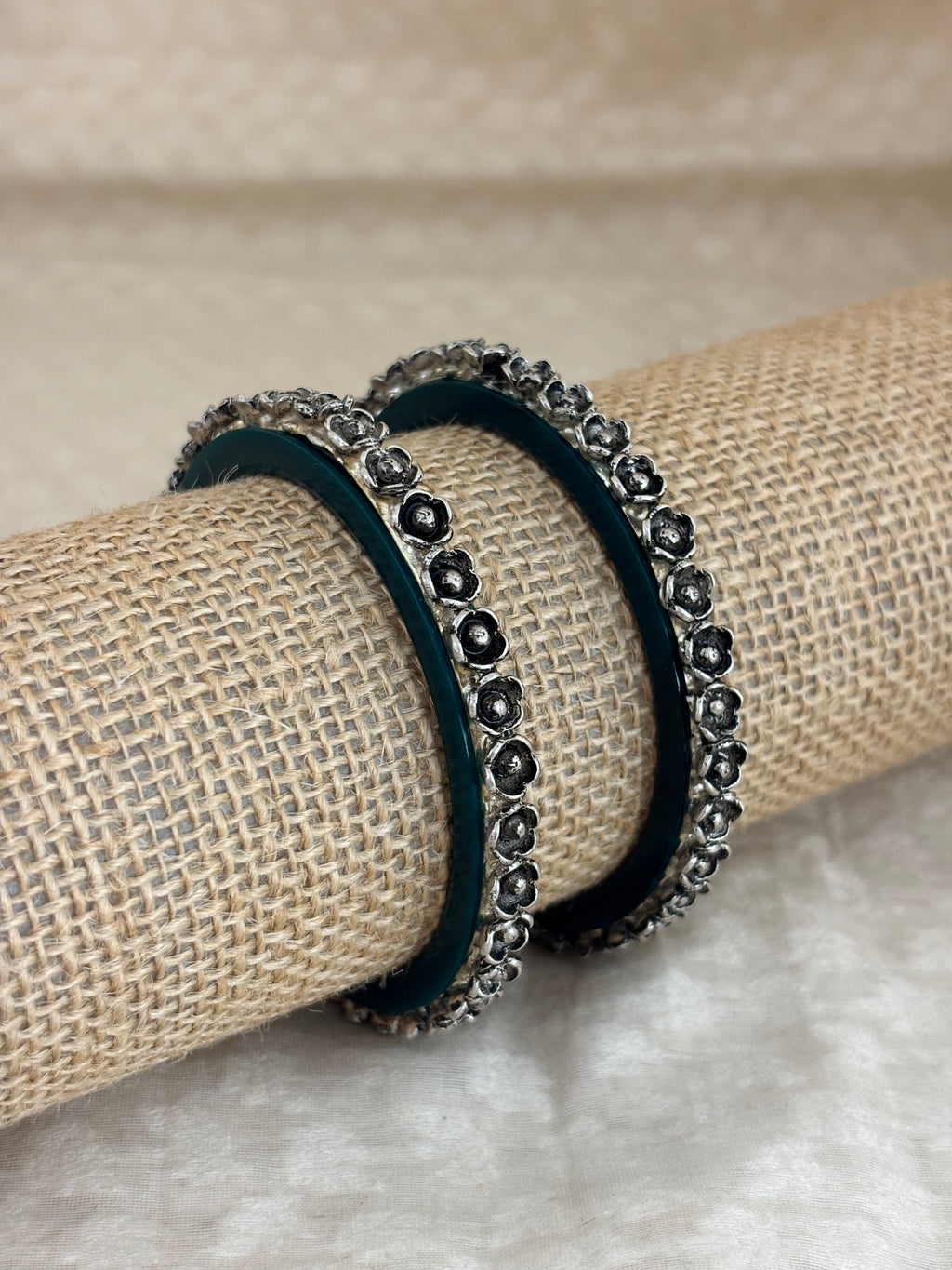 Teal Resin Petal Bangles