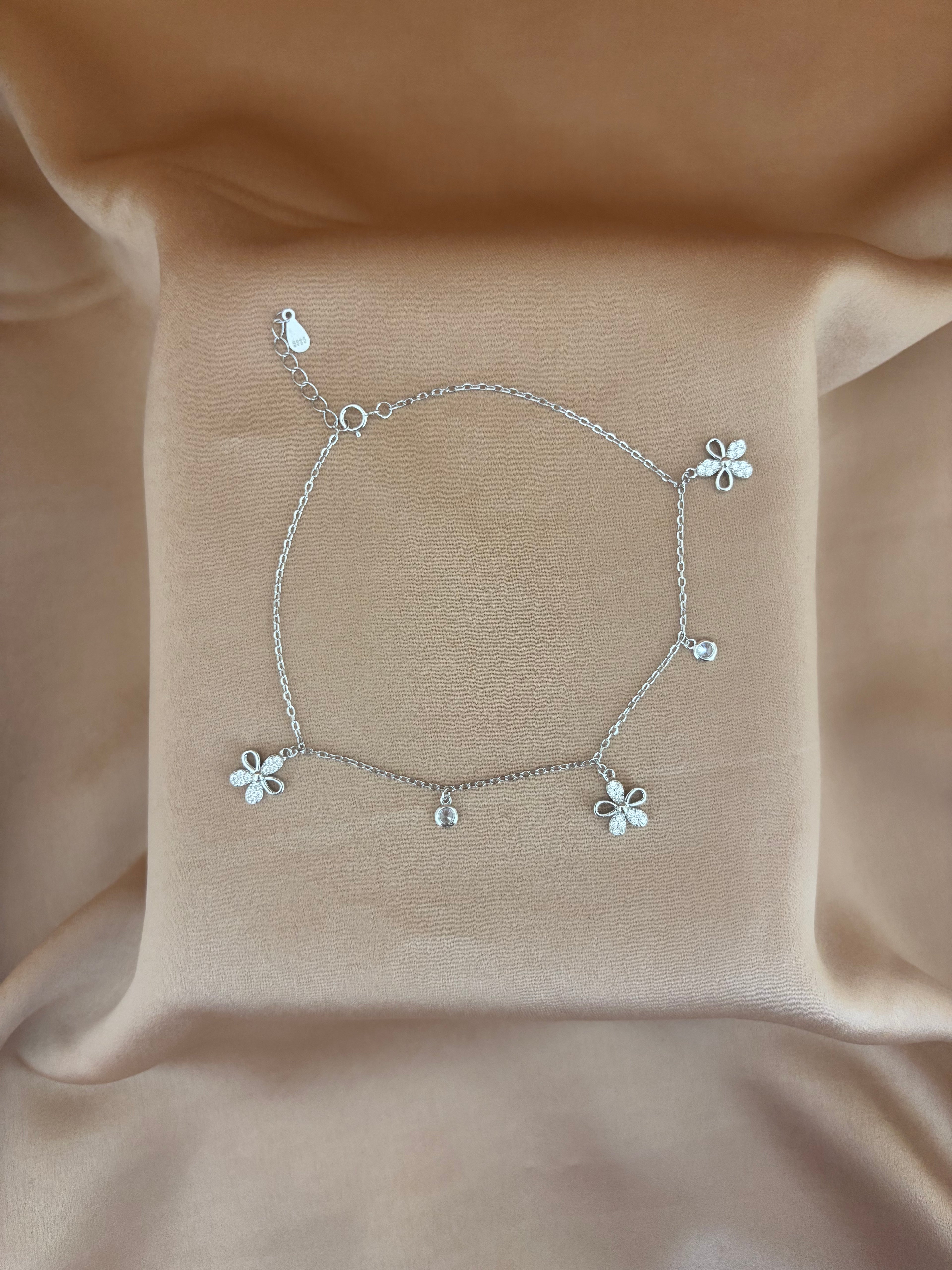 Sparkling Floral Drop Anklet