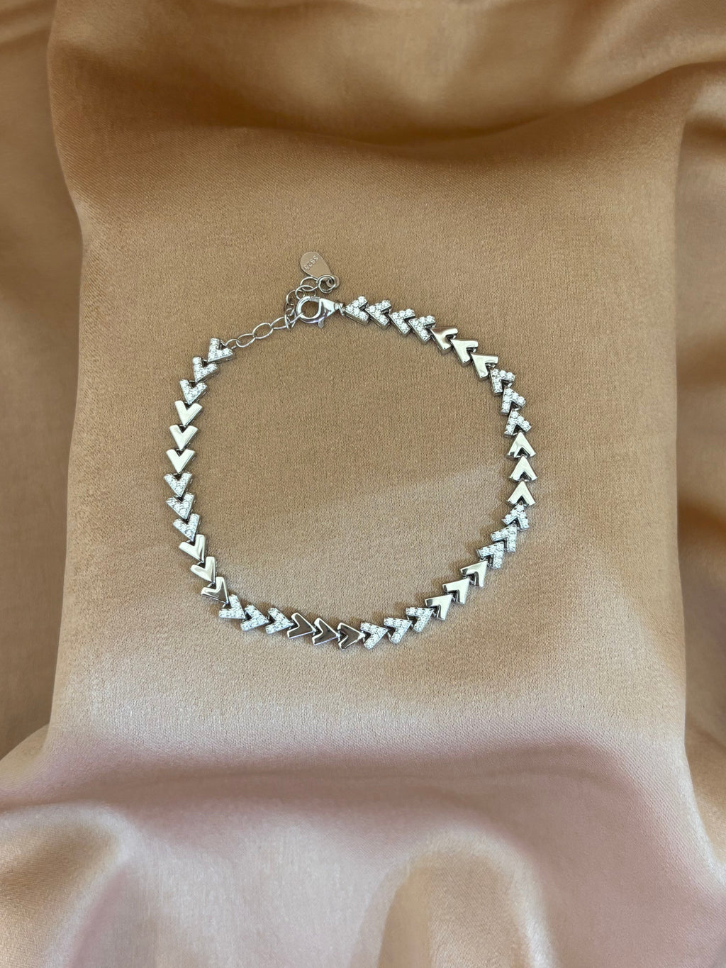 Geometric Chevron Crystal Link Bracelet