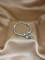 Beaded Silver Charm Bracelet with Geometric Accents